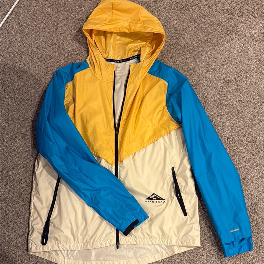 Nike Blue and Yellow Nike Trail Windbreaker Jacket